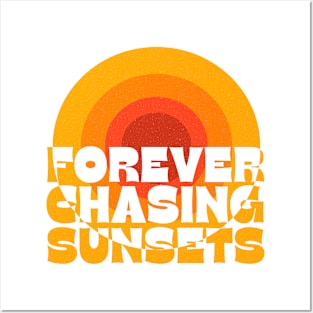 Forever Chasing Sunsets Retro Summer Holiday Posters and Art